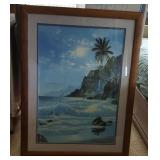 VKE040 Koa Framed Ocean Scene Print