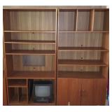 VKE090 Double Shelf Unit Entertainment Center, Vintage TV