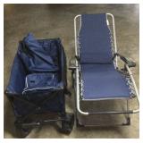 WAE013  Foldable Beach Wagon & Canvas Beach Recliner Chair
