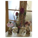 WAE096 Silk Flower Arrangements, Glass Vessels, Lotus Candle Holder