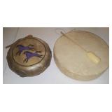 WAE113 Pair of Saskatchewan Deer Hide Powwow Drums