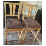 WAE141 Pair of High Wood Bar Stools