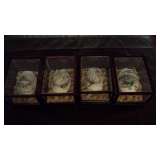 Hand Painted Eggs in Lacquer display cases. set of 4