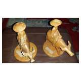 Wood carvings farmer on water bufalo