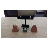 Gold Bracelets, trinket box and brass bells.