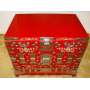 Korean Ornate Red Lacquer Chest