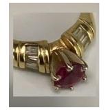KIE039 - 14K YELLOW GOLD RUBY & DIAMONDS RING