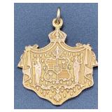 Apm202-14k Gold Rare Hawaiian Shield Pendant 