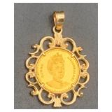 Apm208-queen Liliuokalani 24k Gold Pendant