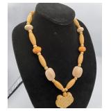 Mhh030-WOODEN MYRNA LEE NECKLACE 