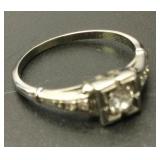 Mhh203 - Vintage, White Gold Engagement Ring