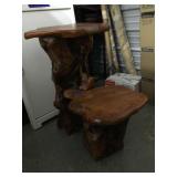 Dsh021 - Interesting Natural Wood 2-Level Side Table 