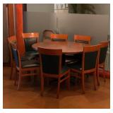 Vfd048 - Wood Round Table And Eight Wood Chairs Set #7 of 7