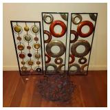 Vfd078 Contemporary Metal Wall Art & Metal Basket