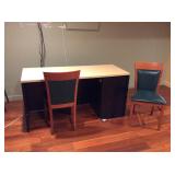 Vfd082 - Modular Desk, Two Chairs & Three-drawer File Cabinet