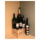 Vfd154 Wooden Wine Crate & Empty Wine Bottle Memorabilia From Vino Restaurant 