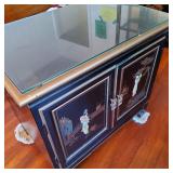 Pks013 - Vintage Oriental 2-Door Cabinet w/Drawer 21.75" x 14.75" x 4.75"