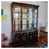 Pks019 - Large Exquisite China Hutch Hand Painted Lacquer, Beveled Glass Doors 56" x 16" x 79"
