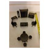 Pks021 - Precious and Rare Miniature Black Lacquer Doll Furniture 2" - 4" H