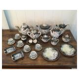 Pks044 Vintage Japanese Dragon Ware Moriage Porcelain Porcelain Tea Set