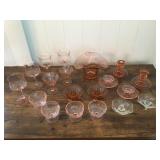 Pks052 Vintage Pink Depression Glassware Wine Glasses, Cordial Glasses & More!