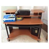 Pks056 - Multi-Level Computer Workstation w/Wheels 40.75" h x 52" w x 30" d & Office Supplies
