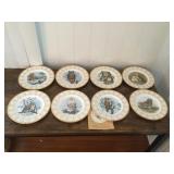 Pks071 Complete Limited Edition Collection Of Eight Edward Marshall Boehm Owl Fine China Plates