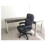 Bhb001 L-Shaped Rising Deskw/Power Source Cord & Realspace High-Back Office Chair 