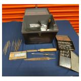 PST008 - Vintage Hand Tools Heller Needle Files, Drill Bits & More in Metal Tool Box