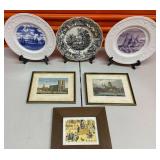 PST025 - Vintage Shenango Pottery, D. Mayer Stoke Decorative Ceramic Plates, Framed Lithos & More