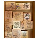 PST052 - Fourteen Wood Rubber Stamps - Vintage Little Girls Theme - See Photos for Designs