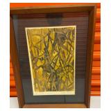 PST099 - "Reeds" Etching and Aquatint by Valerie Thornton, Signed, Numbered 16/20, 1963, Framed