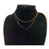 PST305 - Lot of Two 14K Gold Chain Necklaces 18" 0.65g & 15" 1.92g