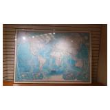 Ais032 - National Geographic Society Political World Map Framed 48" H x 68" W