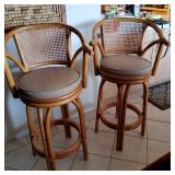 AIS064 - Four Rattan Barstools/Chairs w/Seat Cushions