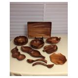 Amf009 Vintage Monkey Pod Wood Dishes