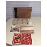 Amf010 Pampered Chef Mini Fluted Pan & Cookbook, Cookie Cutter Set & Cutting Board