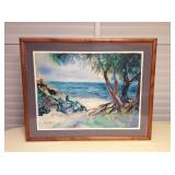 Amf047 Koa Framed Carli Oliver Scenic Beach Print