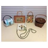 Amf065 Cigar Box Purses, Decoupage Basket Purse & Little Earth Metal Purse