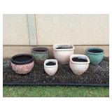 Amf123 Six Ceramic Garden Planter Pots New