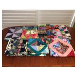Amf129 Seven Vintage Hawaiian Print Patchwork Quilt Blankets 