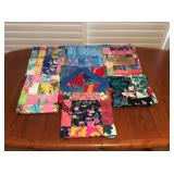 Amf131 Seven Vintage Hawaiian Print Patchwork Quilt Blankets 