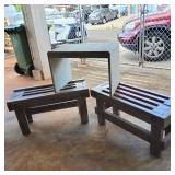 IML001 - Trio of Outdoor Wood Benches 24" x 16" x 16.5" , 32.5" x 14" x 16.5" and 32.5" x 14" x 17" 