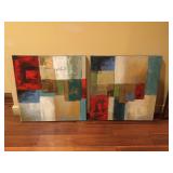 IML114 - Pair of 23.75" x 23.5" Abstract Paintings On Canvas