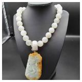 IML751 - Myrna Lee Chang Collection-Honey Yellow Jade Pendant & Moonstone Bead Necklace