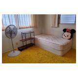 WWS005 - Twin Bed, Wood Shelf Unit & Stand Fan
