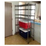 WWS015 Large Metal Storage Shelf & Two Large Coolers
