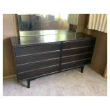 Psm019 Vintage Black Wooden Dresser With Mirror