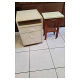 PSM024 - Wood File Cabinet & Vintage Phone Stand/Side Table