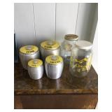 PSM053 - Vintage Kitchen Storage Containers Set - Flour, Sugar, Coffee & More